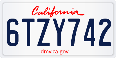 CA license plate 6TZY742