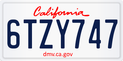 CA license plate 6TZY747