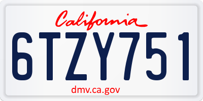 CA license plate 6TZY751