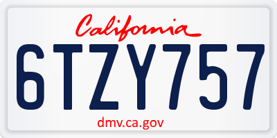 CA license plate 6TZY757