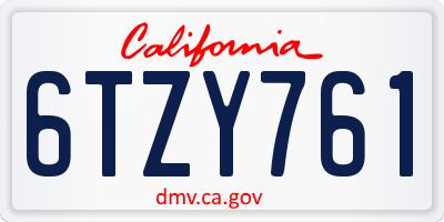 CA license plate 6TZY761