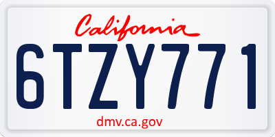 CA license plate 6TZY771