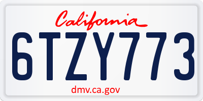 CA license plate 6TZY773