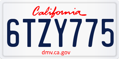 CA license plate 6TZY775