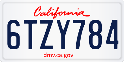 CA license plate 6TZY784