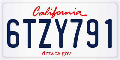 CA license plate 6TZY791