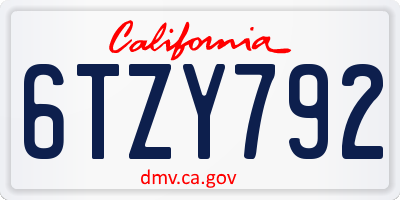 CA license plate 6TZY792