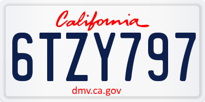 CA license plate 6TZY797