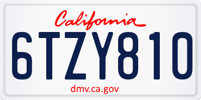CA license plate 6TZY810
