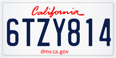 CA license plate 6TZY814