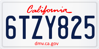 CA license plate 6TZY825