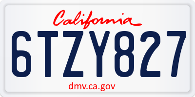 CA license plate 6TZY827