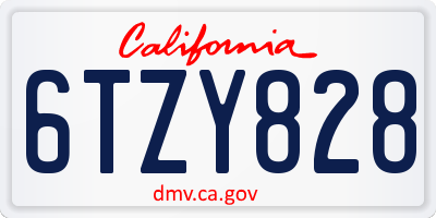 CA license plate 6TZY828