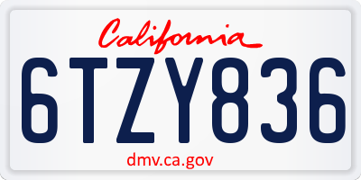 CA license plate 6TZY836