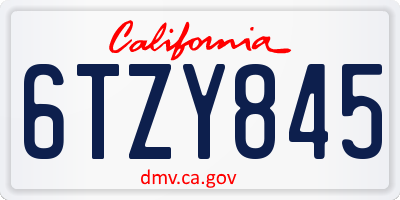 CA license plate 6TZY845