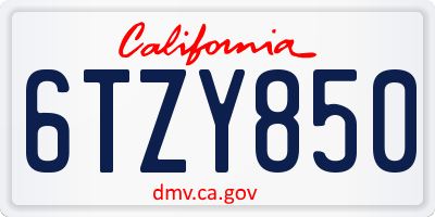 CA license plate 6TZY850