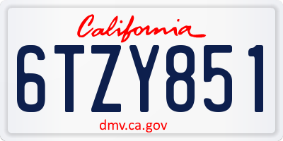 CA license plate 6TZY851
