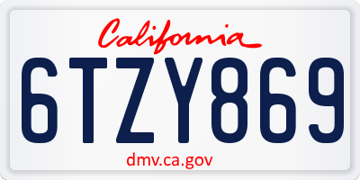 CA license plate 6TZY869