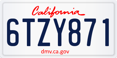 CA license plate 6TZY871
