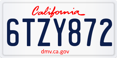 CA license plate 6TZY872