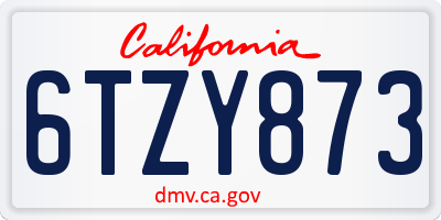 CA license plate 6TZY873