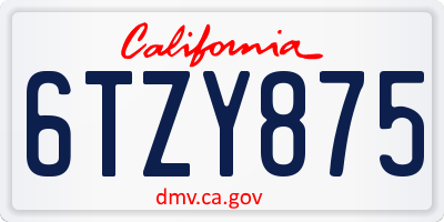 CA license plate 6TZY875