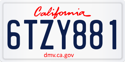 CA license plate 6TZY881