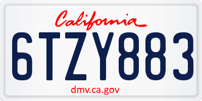CA license plate 6TZY883