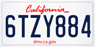 CA license plate 6TZY884