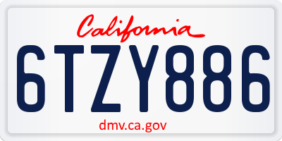 CA license plate 6TZY886