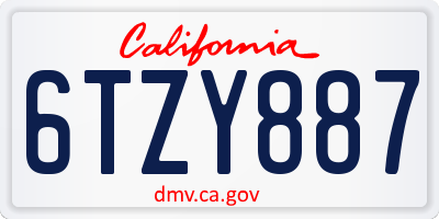 CA license plate 6TZY887