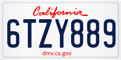CA license plate 6TZY889
