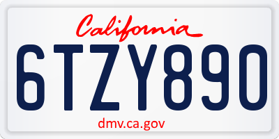 CA license plate 6TZY890