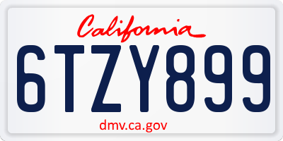 CA license plate 6TZY899