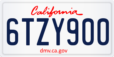 CA license plate 6TZY900