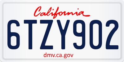 CA license plate 6TZY902