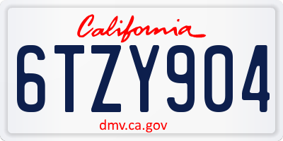 CA license plate 6TZY904