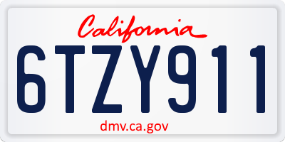 CA license plate 6TZY911
