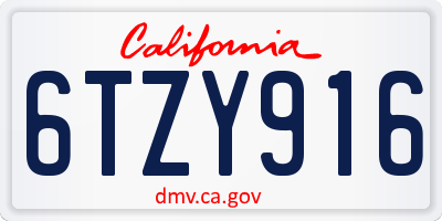 CA license plate 6TZY916