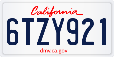 CA license plate 6TZY921