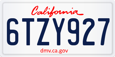 CA license plate 6TZY927