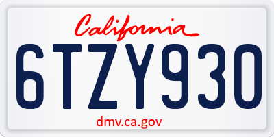CA license plate 6TZY930