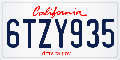 CA license plate 6TZY935