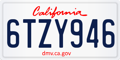 CA license plate 6TZY946