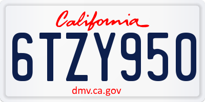 CA license plate 6TZY950
