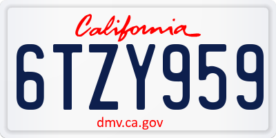 CA license plate 6TZY959