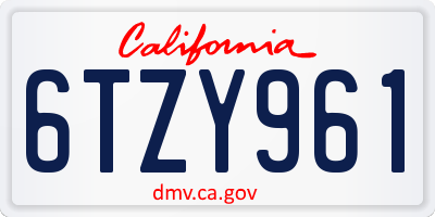 CA license plate 6TZY961