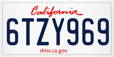 CA license plate 6TZY969