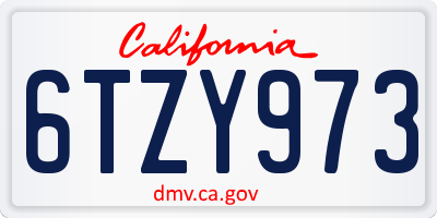 CA license plate 6TZY973