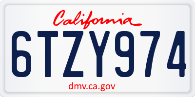 CA license plate 6TZY974